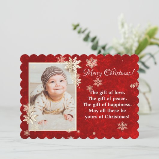 クリスマススノーフレーク写真の願い 招待状 (スタンド正面)