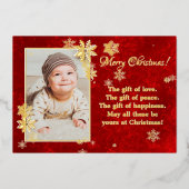 クリスマススノーフレーク写真の願い 箔シーズンカード (正面)