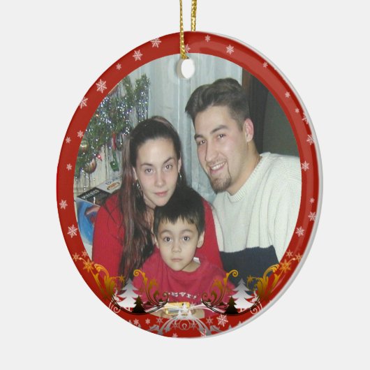 クリスマススノーフレーク写真オーナメント セラミックオーナメント (左)