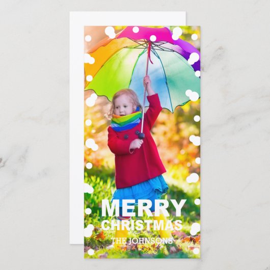 クリスマススノーフレーク写真カード シーズンカード (正面/裏面)