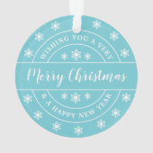 クリスマススノーフレーク写真名ブルー オーナメント (裏面)