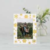 クリスマススノーフレーク写真 |白 箔シーズンポストカード (立ち正面)