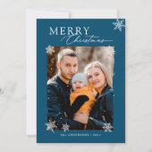 クリスマススノーフレーク冬スタイリッシュ家族の写真 シーズンカード (正面)