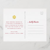 クリスマススノーフレーク平和ジョイ愛の写真実在金ゴールド 箔シーズンポストカード (裏面)