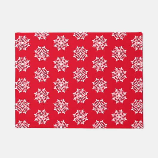 クリスマススノーフレーク模様 ドアマット (正面)
