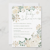 クリスマススノーフレーク男女兼用赤ちゃんシャワー 招待状 (正面)