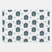 クリスマススノーフレーク繊細なブルーパレット3 ラッピングペーパーシート (正面2)