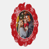 クリスマススノーフレーク赤い写真 オーナメントカード (右)