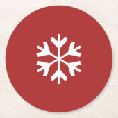 クリスマススノーフレーク赤と白コースター ラウンドペーパーコースター (正面)