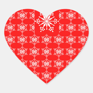 クリスマススノーフレーク赤と白シール ハートシール
