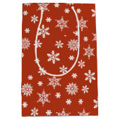 クリスマススノーフレーク赤と白抱き枕 ミディアムペーパーバッグ (正面)