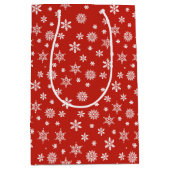 クリスマススノーフレーク赤と白抱き枕 ミディアムペーパーバッグ (正面)