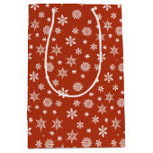 クリスマススノーフレーク赤と白抱き枕 ミディアムペーパーバッグ (正面)