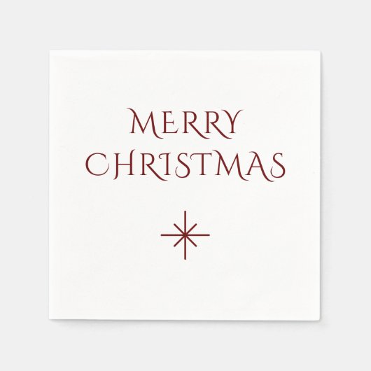 クリスマススノーフレーク赤モダン白 スタンダードカクテルナプキン (正面)
