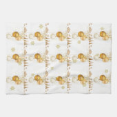 クリスマススノーフレーク金ゴールドオーナメント輝 キッチンタオル (横)