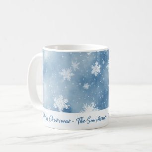 クリスマススノーフレーク青い水色 コーヒーマグカップ