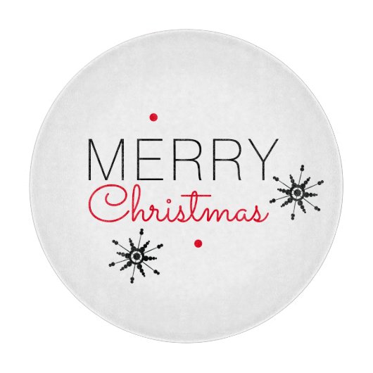 クリスマススノーフレーク黒赤 カッティングボード (正面)