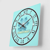 クリスマススノーフレーク スクエア壁時計 (傾斜)