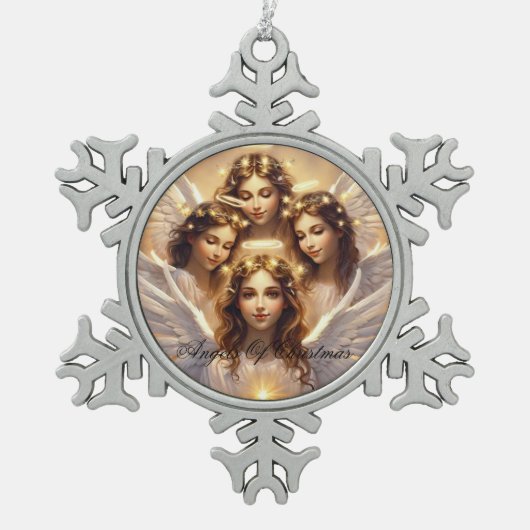 クリスマススノーフレーク スノーフレークピューターオーナメント (正面)