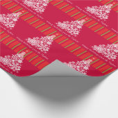 クリスマススノーフレーク・ツリーのメッパターン(の模様が)あるセージ ラッピングペーパー (角)