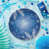 クリスマススノーフレーク – ブルーバックグラウンド紙プレート ペーパープレート (パーティー)