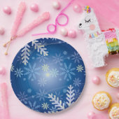 クリスマススノーフレーク – ブルーバックグラウンド紙プレート ペーパープレート (パーティー)