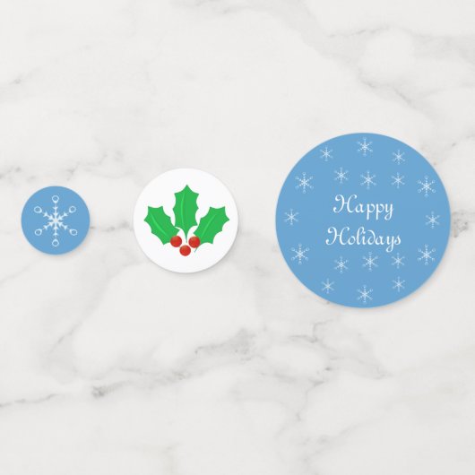 クリスマススノーフレーク&ホリーベリーテーブル紙吹雪 コンフェッティ (正面)