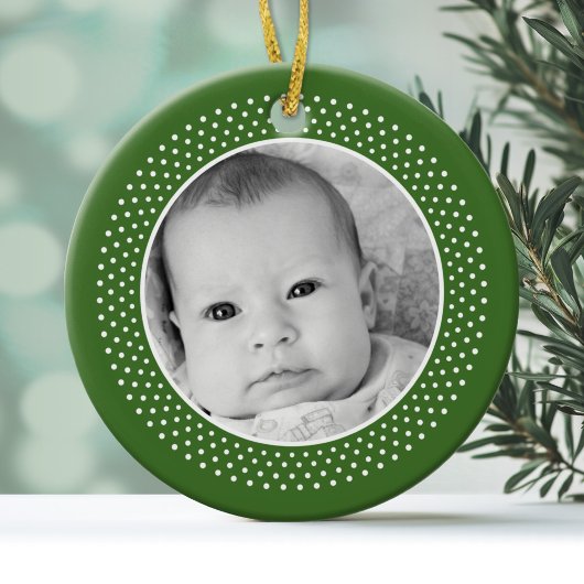 クリスマススノーフレーク:両面写真 セラミックオーナメント