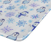 クリスマススノーフレーク、雪だるまとペンギン カッティングボード (角)