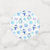 クリスマススノーフレーク、雪だるまとペンギン コンフェッティ (スモール正面)