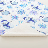 クリスマススノーフレーク、雪だるまとペンギン シェルパブランケット (3/4)