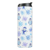 クリスマススノーフレーク、雪だるまとペンギン タンブラー (回転左)