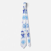 クリスマススノーフレーク、雪だるまとペンギン ネクタイ (正面)