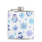 クリスマススノーフレーク、雪だるまとペンギン フラスク (正面)