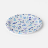 クリスマススノーフレーク、雪だるまとペンギン ペーパープレート (アングル)