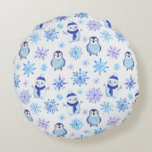 クリスマススノーフレーク、雪だるまとペンギン ラウンドクッション (裏面)