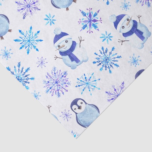 クリスマススノーフレーク、雪だるまとペンギン 薄葉紙 (詳細)