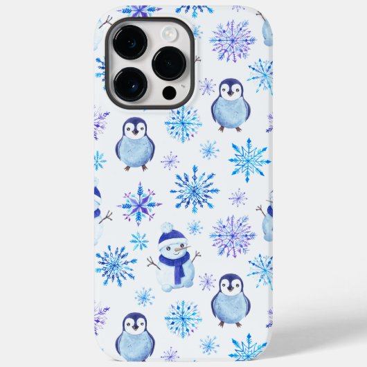 クリスマススノーフレーク、雪だるまとペンギン Case-Mate iPhoneケース (裏面)
