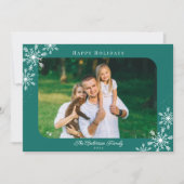 クリスマススノーフレークHappy Holidays写真 シーズンカード (正面)