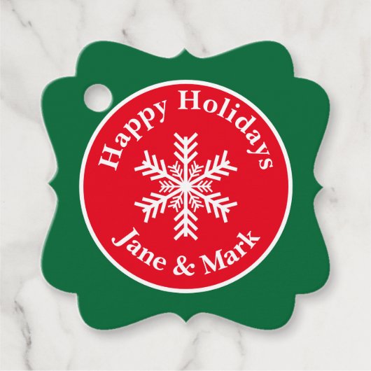 クリスマススノーフレークlハッピーホリデー フェイバータグ (正面)