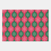 クリスマススノーフレークonヴィンテージグリーンレッドオーギー ラッピングペーパーシート (正面3)