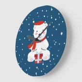 クリスマススノーベア ラージ壁時計 (傾斜)