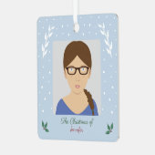 クリスマススノーホリーカスタムフォトオーナメント メタルオーナメント (正面左)