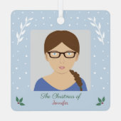 クリスマススノーホリーカスタムフォトオーナメント メタルオーナメント (裏面)