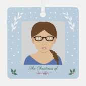 クリスマススノーホリーカスタムフォトオーナメント メタルオーナメント (正面)