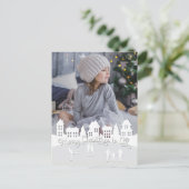 クリスマススノーホワイトビレッジシルエット シーズンポストカード (スタンド正面)