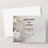 クリスマススノーホワイトフラワーヴィンテージウェディング オールインワン招待状 (裏面)