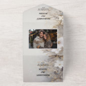 クリスマススノーホワイトフラワーヴィンテージウェディング オールインワン招待状 (外側)