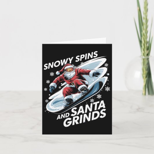 クリスマススノーボーダー雪スピンSanta Grinds Sno カード (正面)