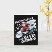 クリスマススノーボーダー雪スピンSanta Grinds Sno カード (黄色い花)